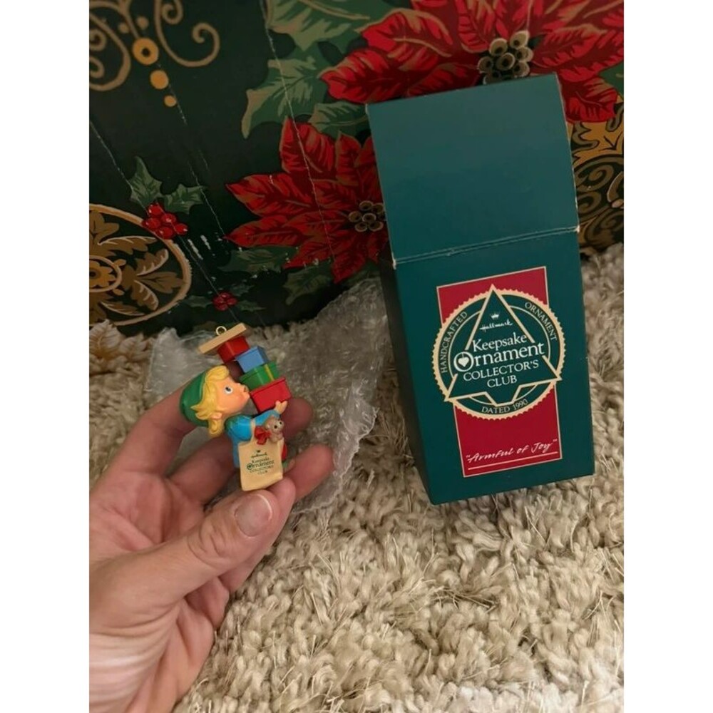 1990 Hallmark Armful of Toys Collectors Club Membership Christmas Ornament